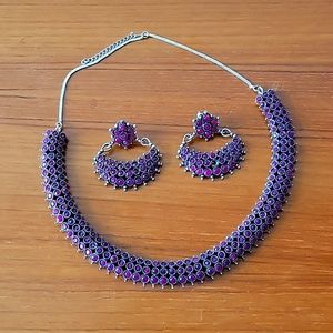 Oxidized earring and necklace set